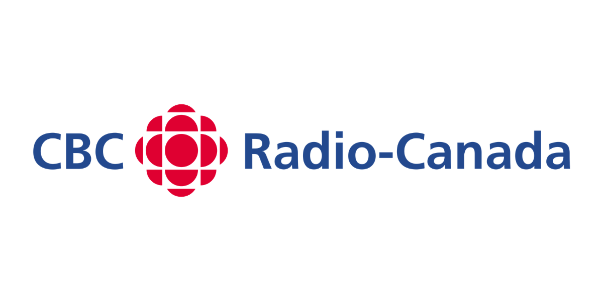 CBC Radio-Canada logo featuring a red CBC emblem between the blue text "CBC" and "Radio-Canada" on a transparent background.