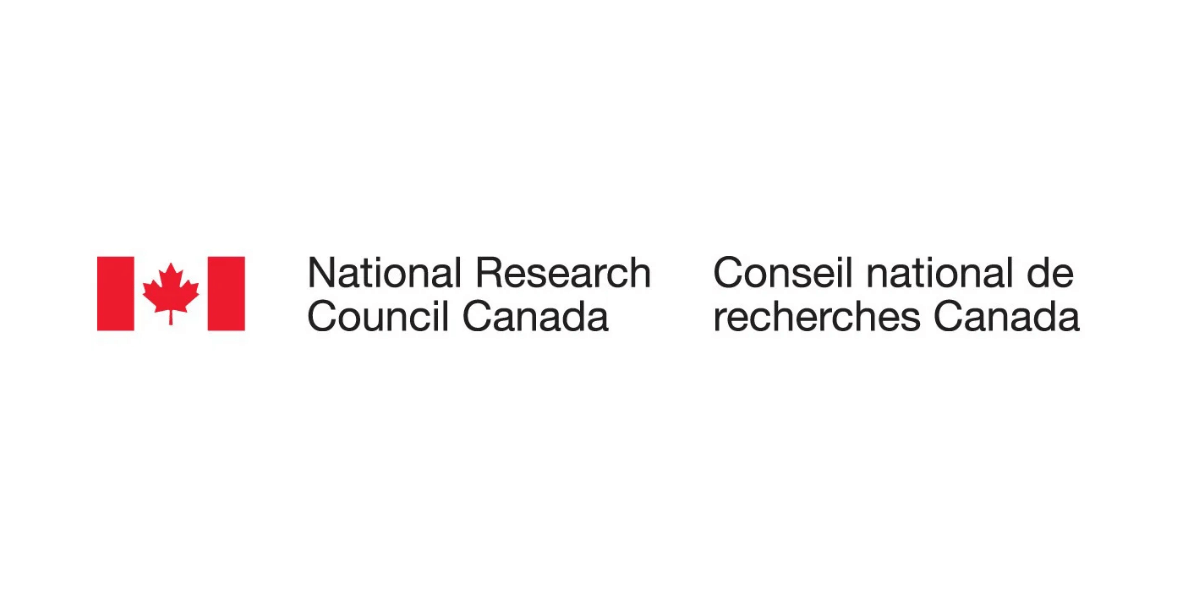 National Research Council Canada bilingual logo with the Canadian flag, English and French organization names in black text on a white background.